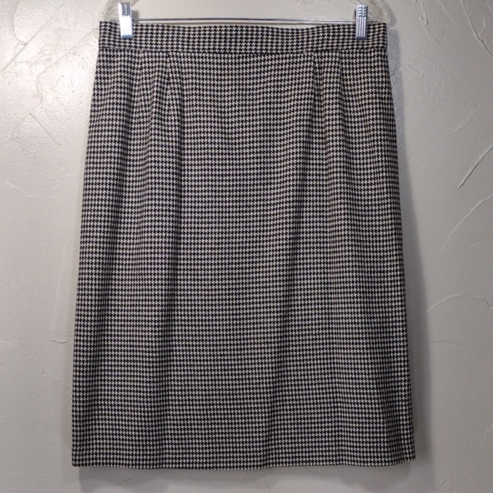 VTG Sag Harbor Black & White Houndstooth Wool-blend Pencil Skirt Fits Women's 14